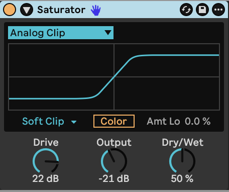 Saturator settings