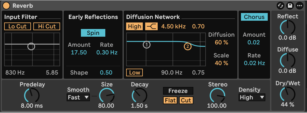 Reverb settings