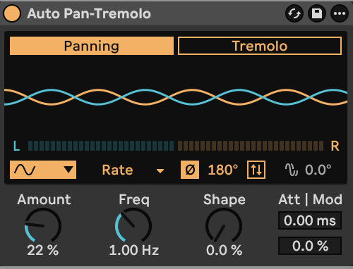 Auto Pan-Tremolo settings