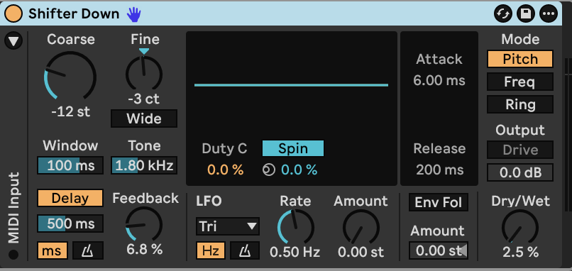 Shifter lower-octave echo