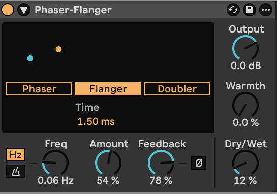 Phaser-Flanger: slow sine modulation and a subtle wet blend